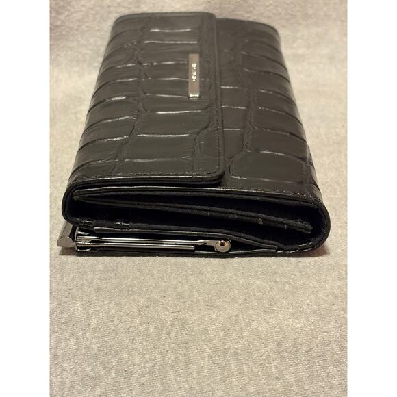 Jones New York Black Italian Leather Croc Print Wallet Never Used - Picture 10 of 10